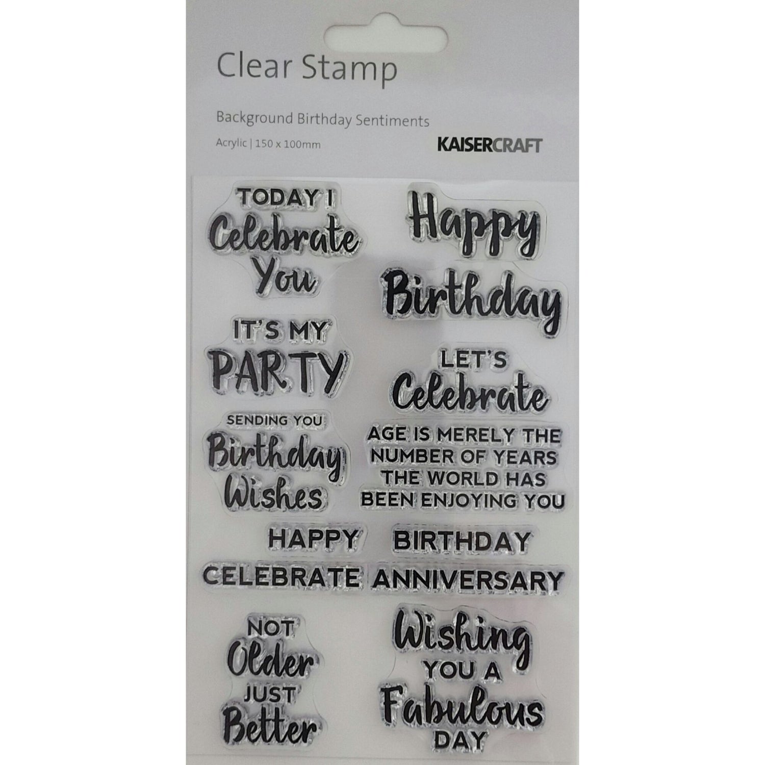 Kaisercraft Acrylic Stamp - Background Birthday Sentiments
