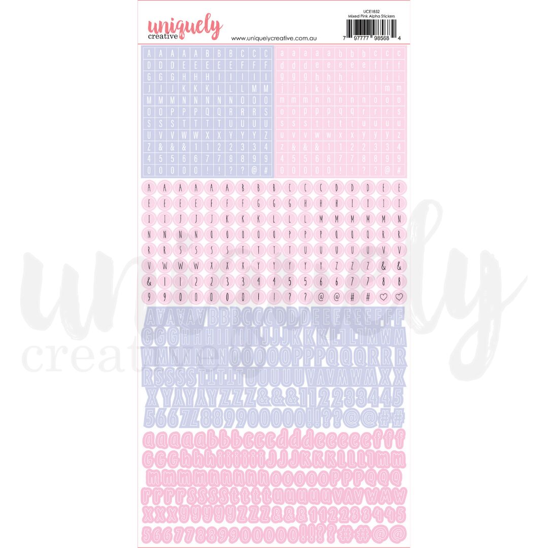 Uniquely Creative Stickers - Alpha (Mixed Pink)