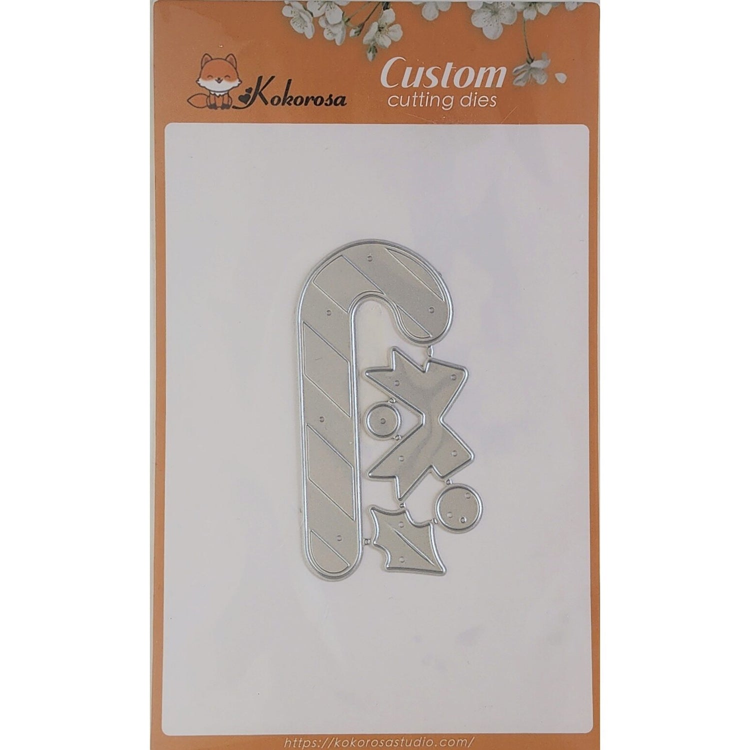 Kokorosa Cutting Dies - Candy Cane with Holly & Bow