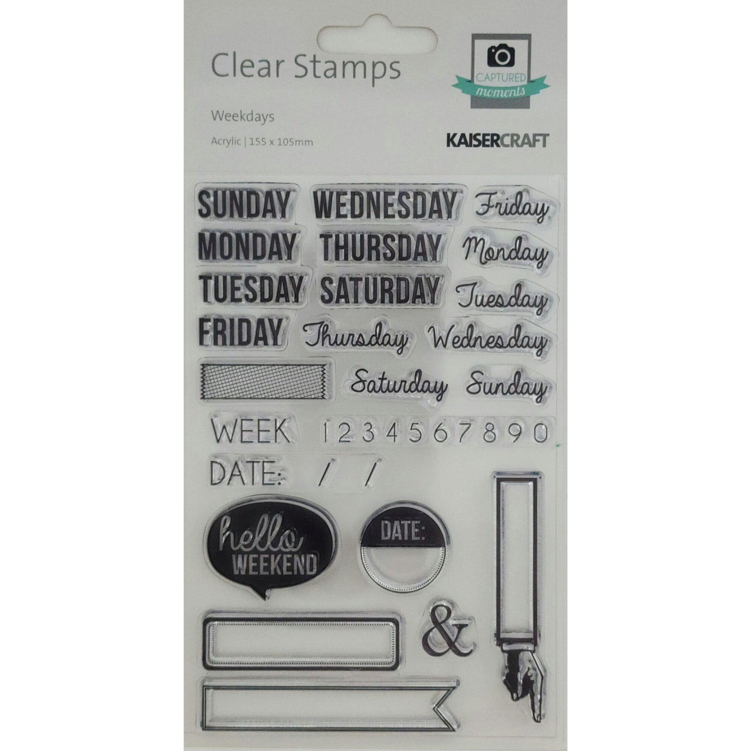 Kaisercraft Acrylic Stamp - Weekdays