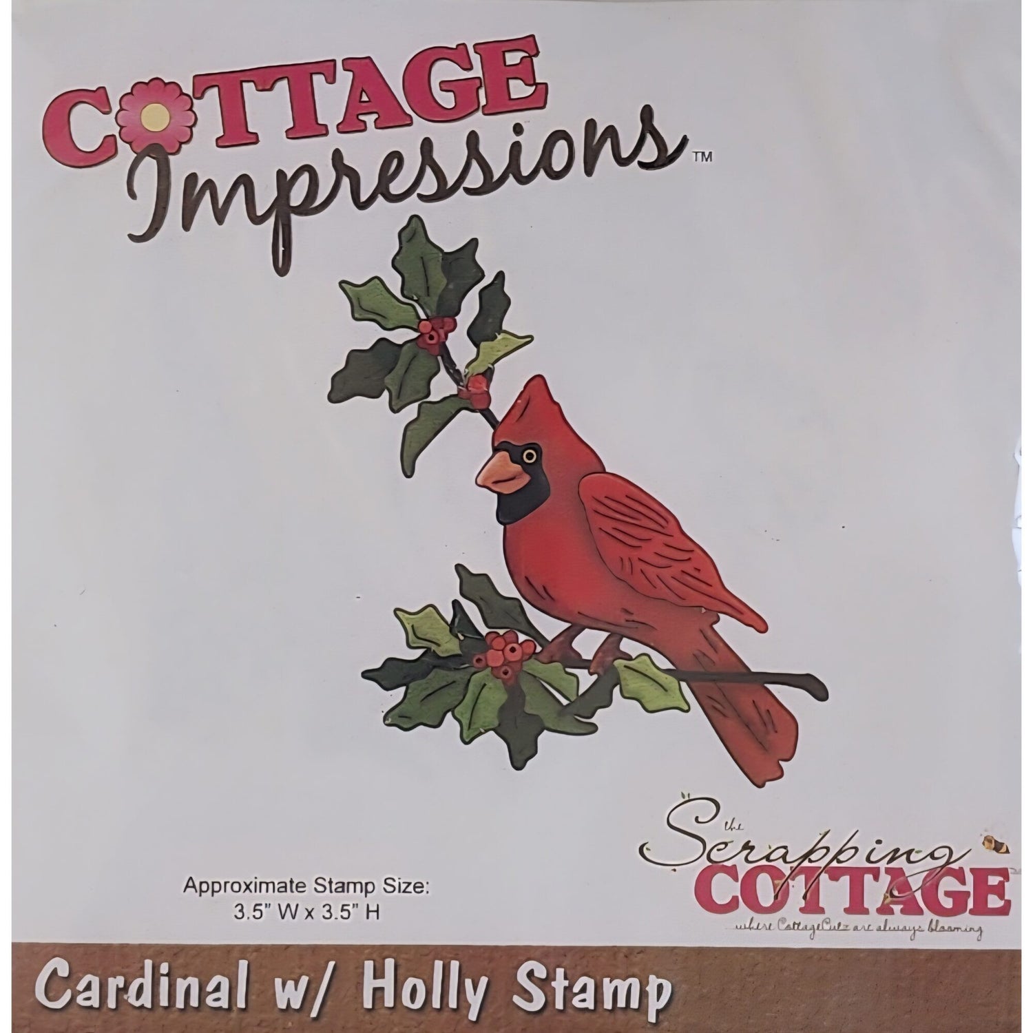 Cottage Impressions Stamp - Cardinal with Holly
