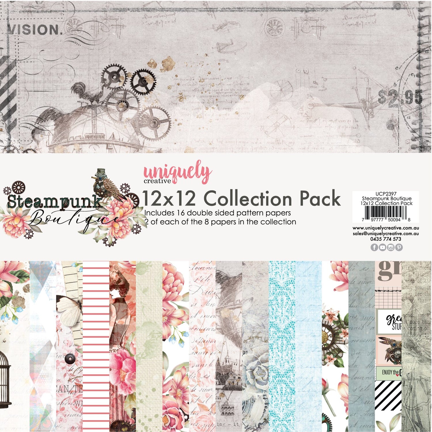 Uniquely Creative Steampunk Boutique - 12x12" Collection Pack (16 papers)