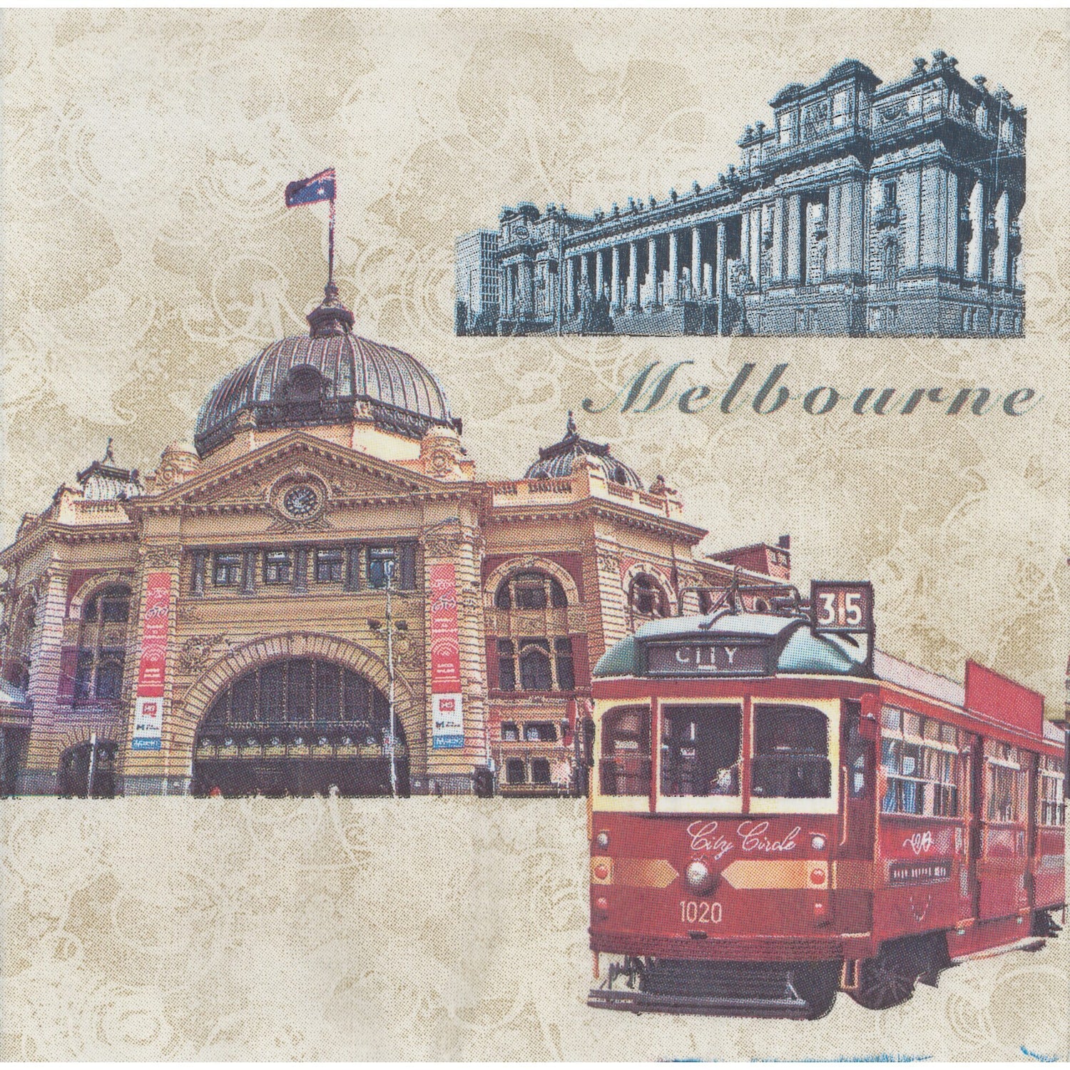 Unbranded Napkin/Serviette - Melbourne Icons