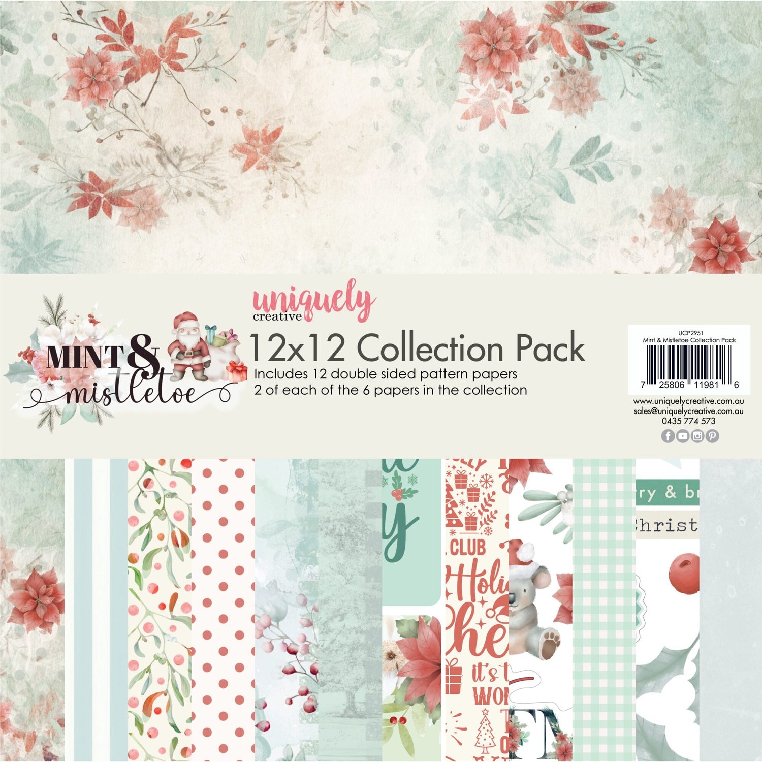 Uniquely Creative Mint & Mistletoe - 12x12" Collection Pack (12 papers)