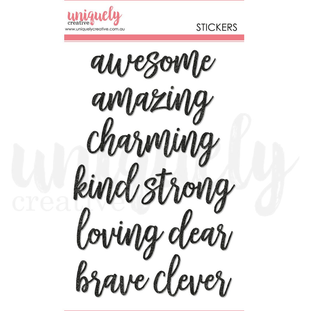 Uniquely Creative Title Stickers - Amazing (Black)