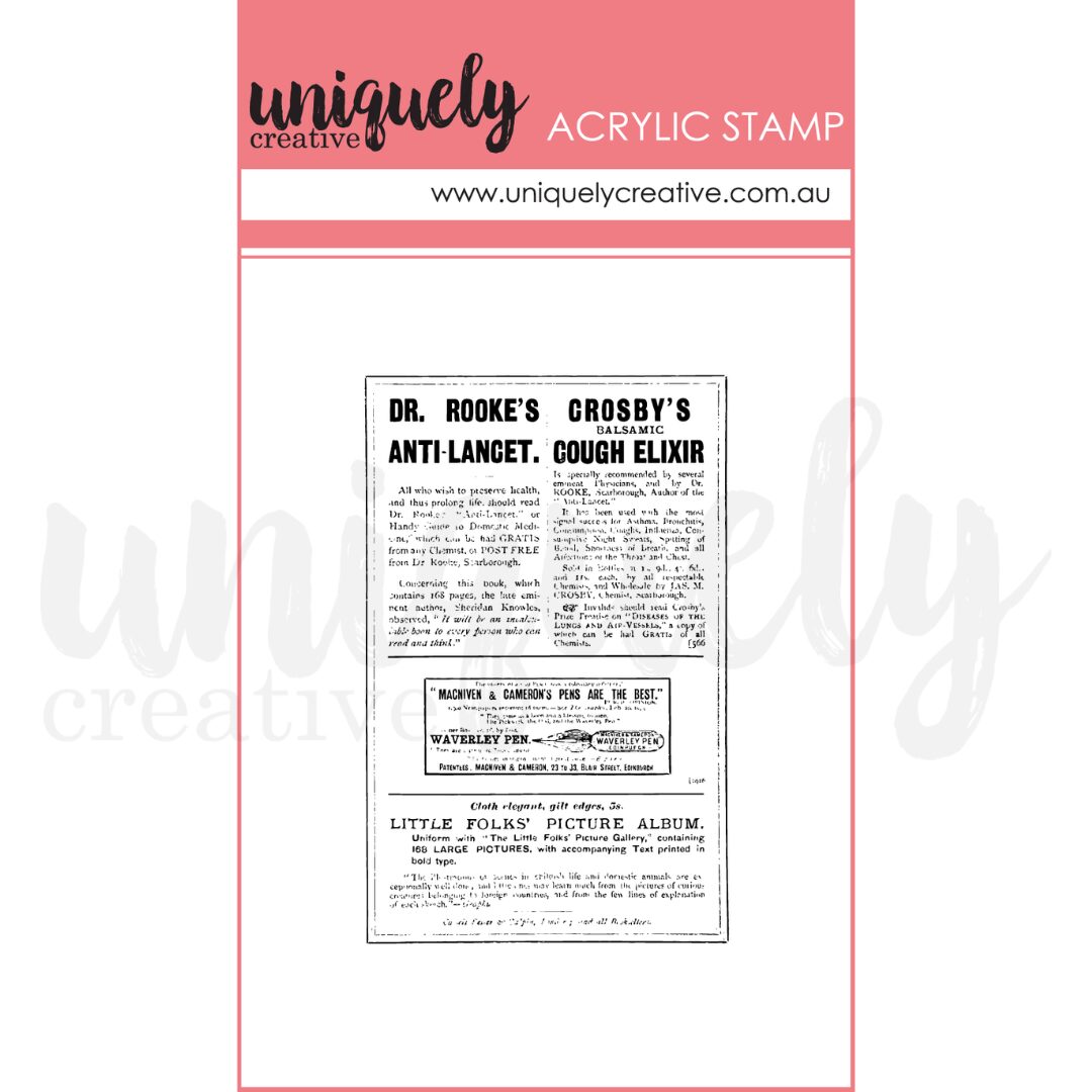 Uniquely Creative Mark Making Stamp - Vintage Newspaper