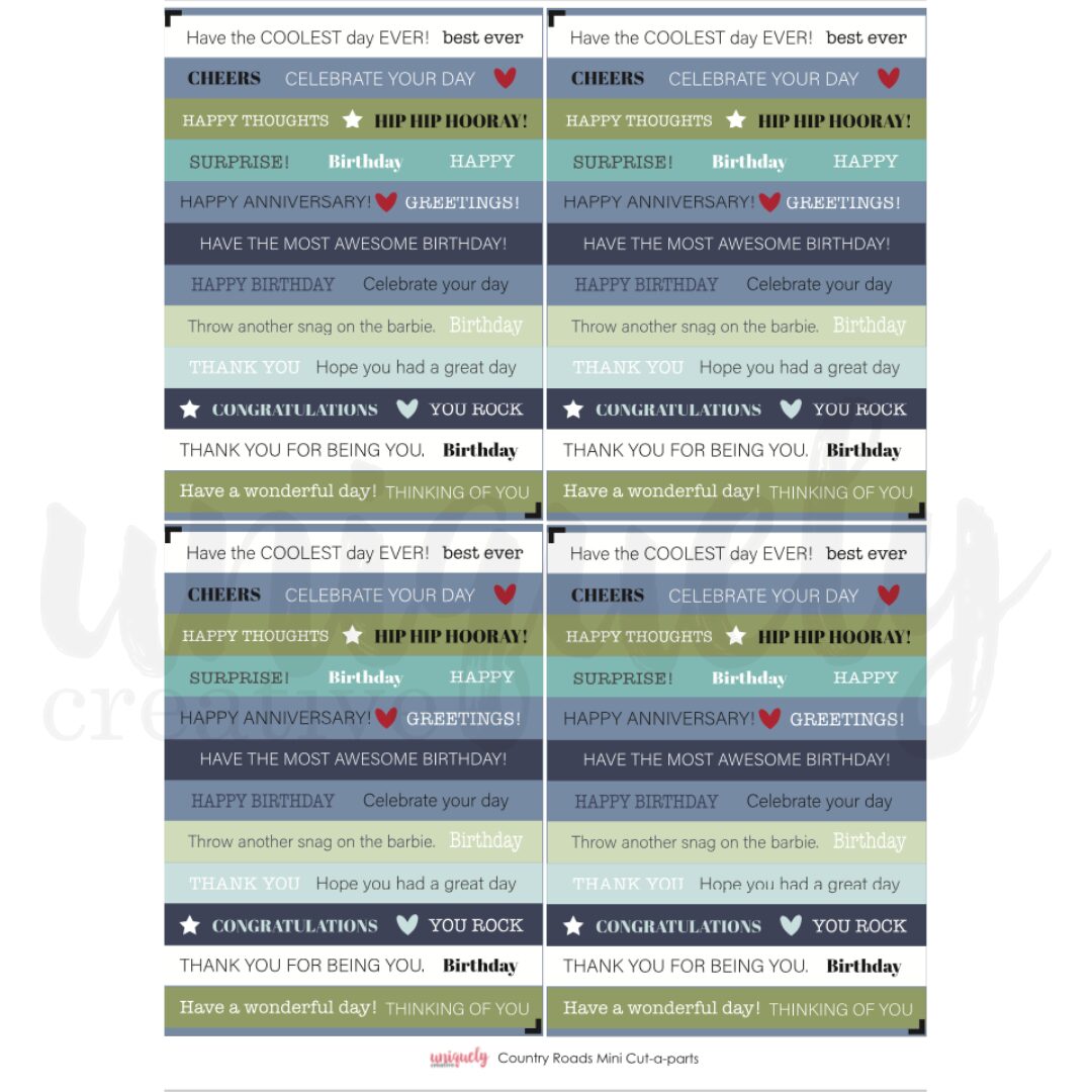 Uniquely Creative Cut-a-Part Mini Sheet - Country Roads