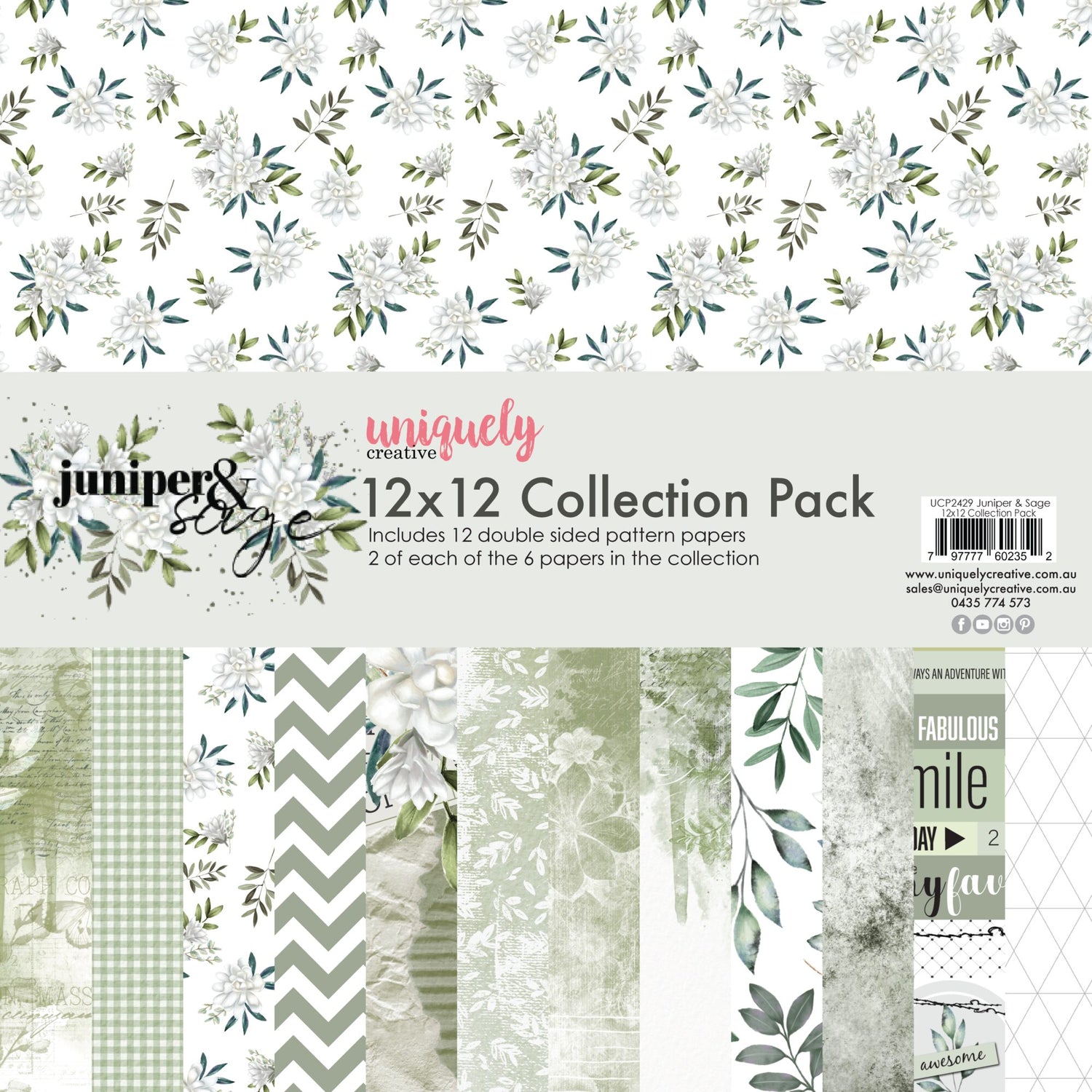 Uniquely Creative Juniper & Sage - 12x12" Collection Pack (12 papers)