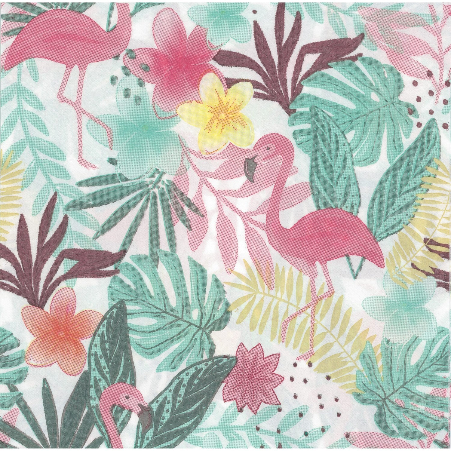 TRS Trading Group Napkin/Serviette - Flamingos & Ferns