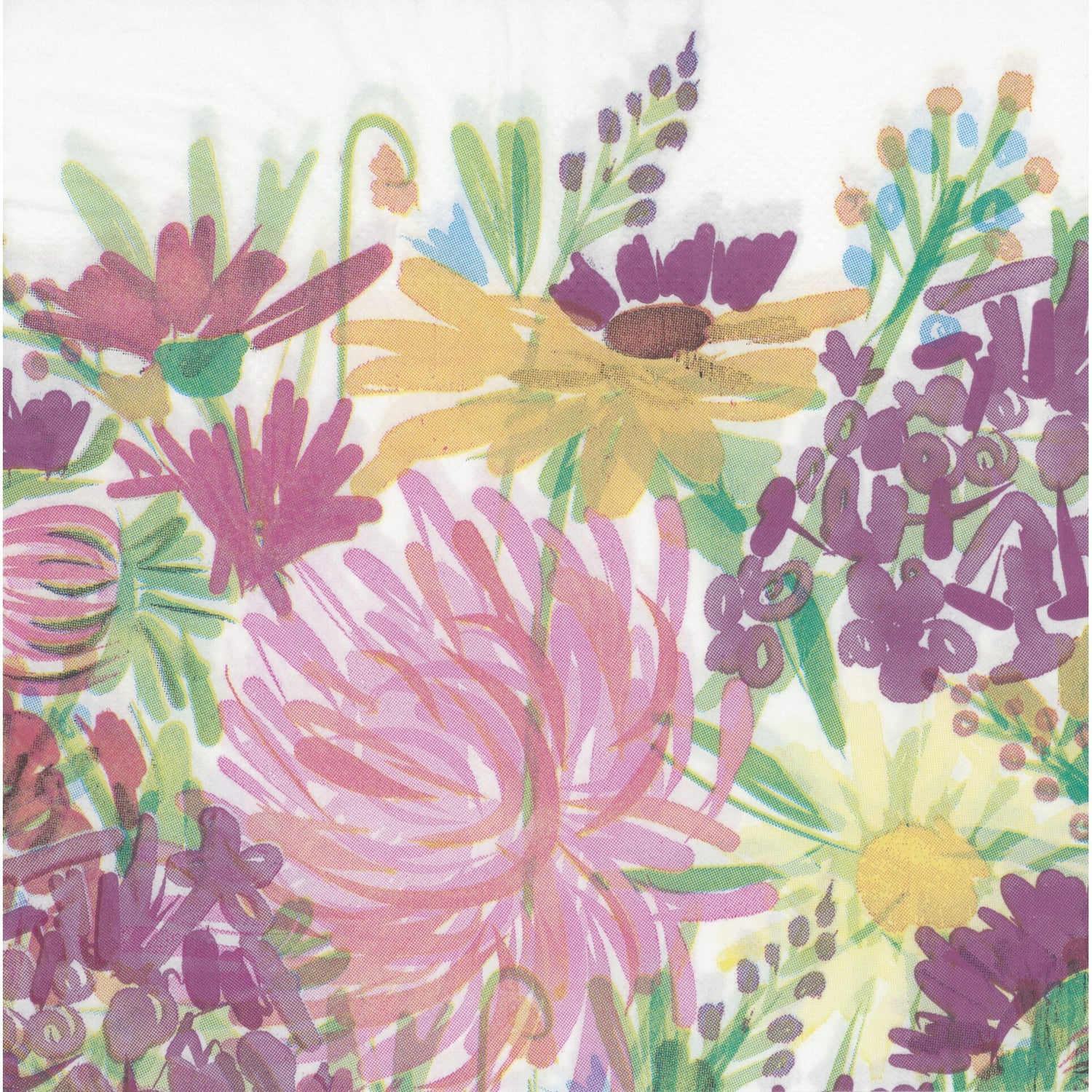 TRS Trading Group Napkin/Serviette - Painted Flowers