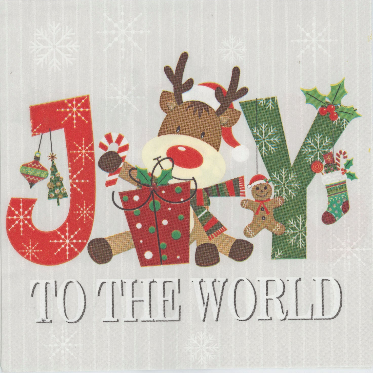 Unbranded Cocktail Napkin/Serviette - Joy to the World