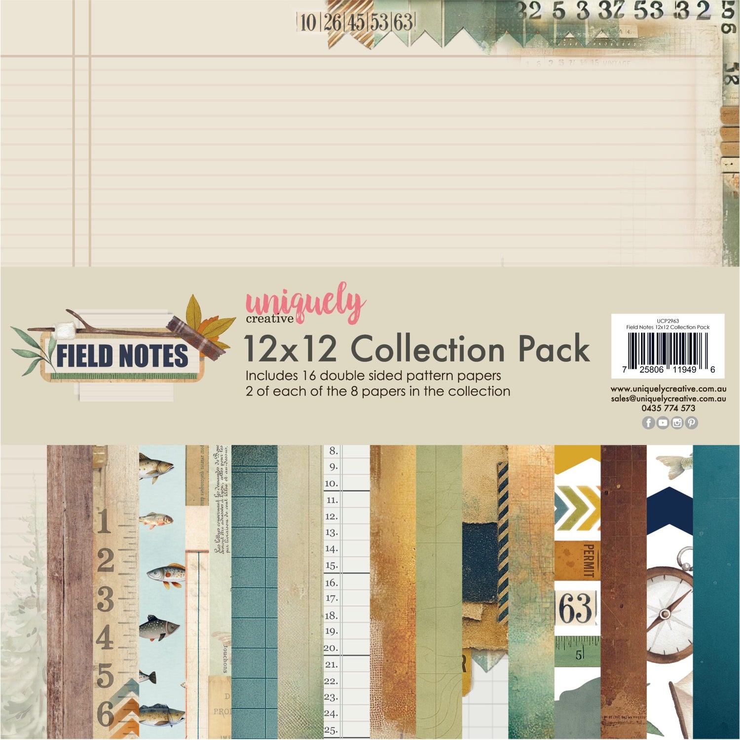 Uniquely Creative Field Notes  - 12x12" Collection Pack (16 papers)