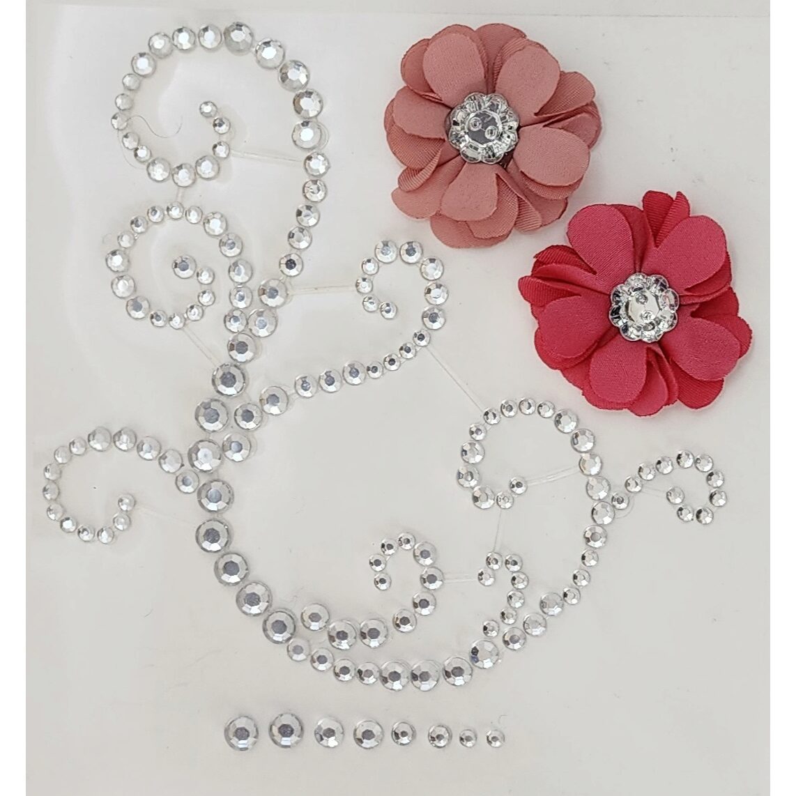 FWAB Rhinestone Flourish with Pink & Dusty Pink Flowers