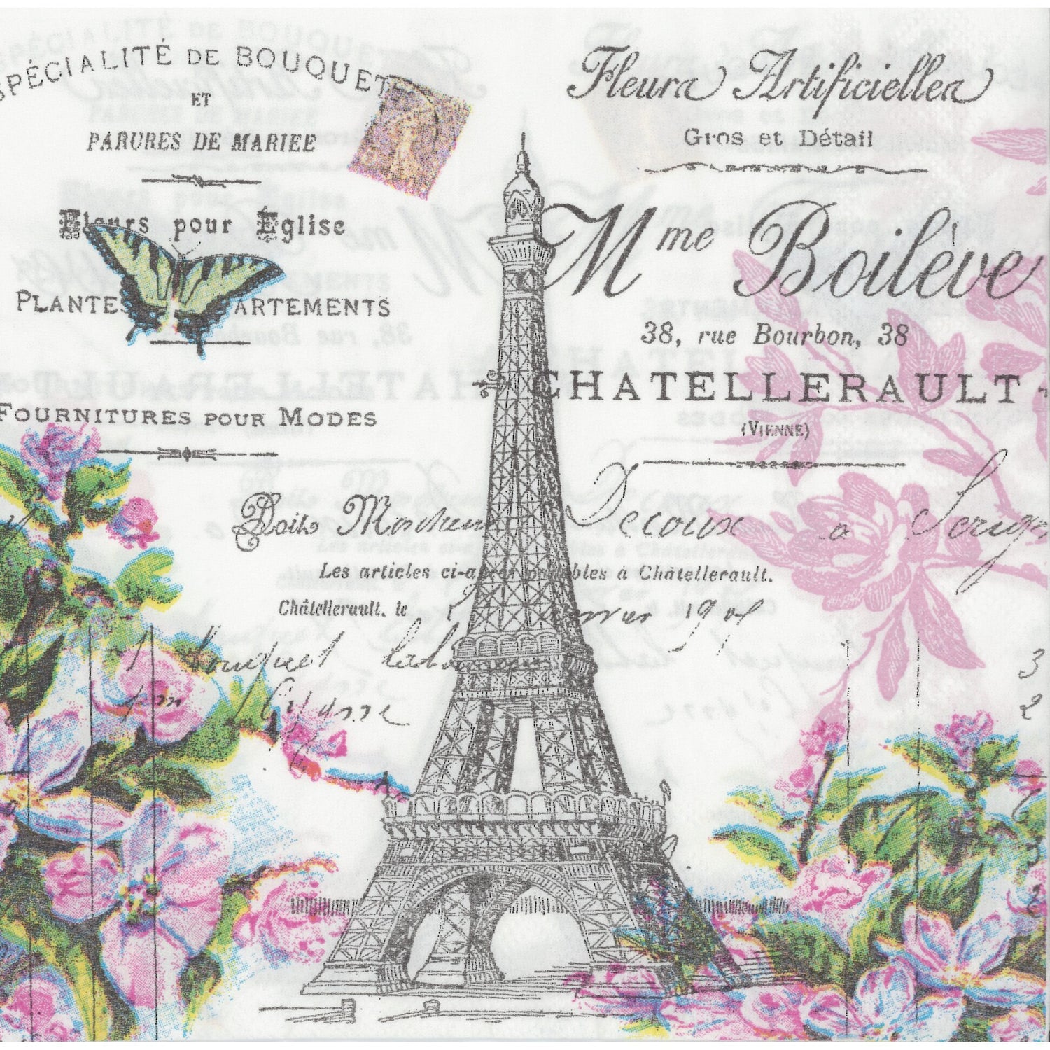 Unbranded Napkin/Serviette - Paris in Spring