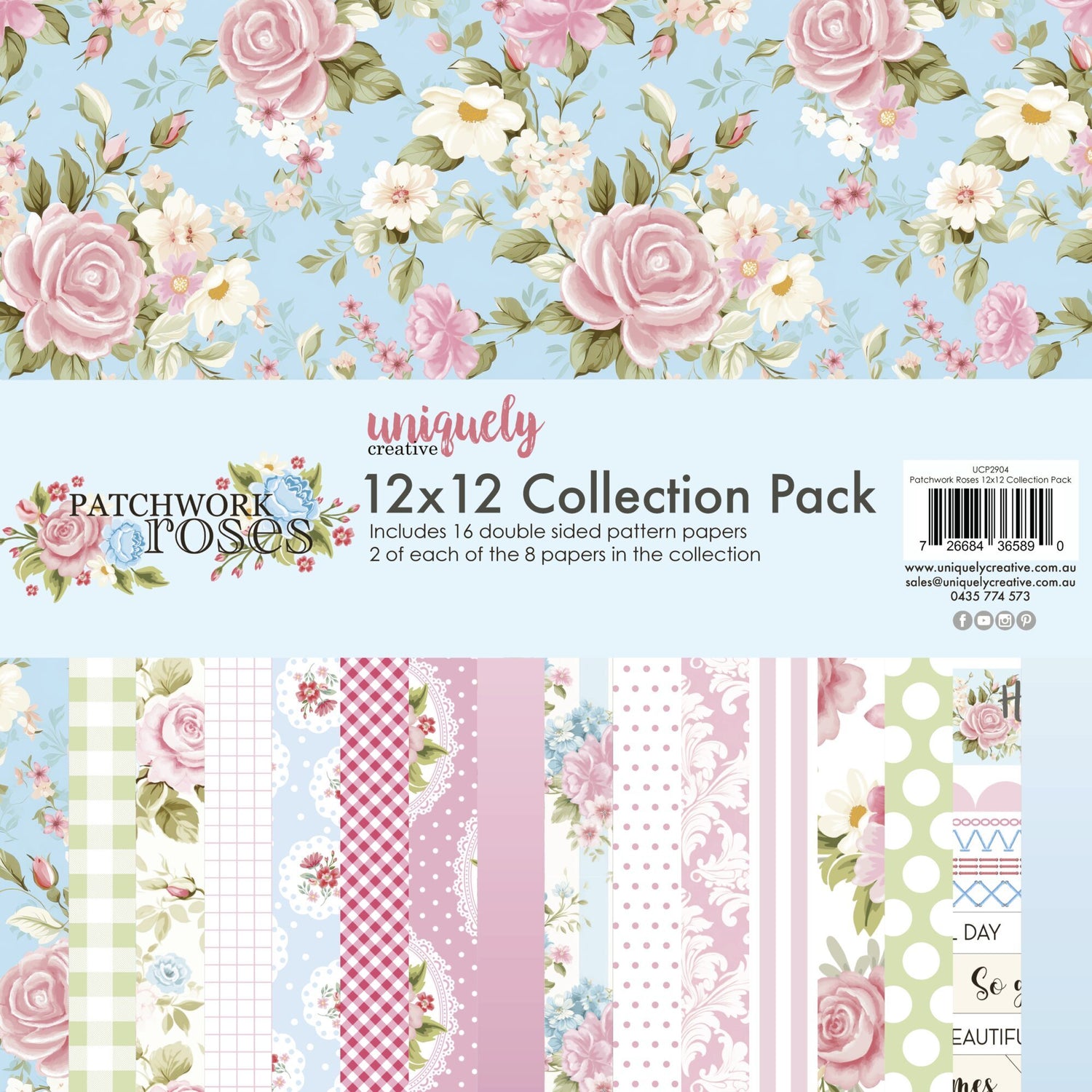 Uniquely Creative Patchwork Roses - 12x12" Collection Pack (16 papers)