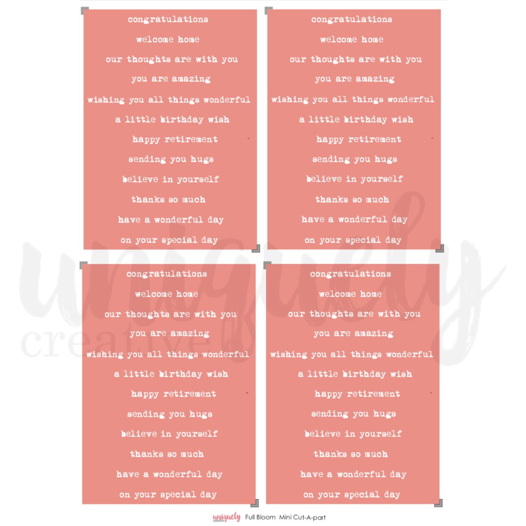 Uniquely Creative Cut-a-Part Mini Sheet - Full Bloom