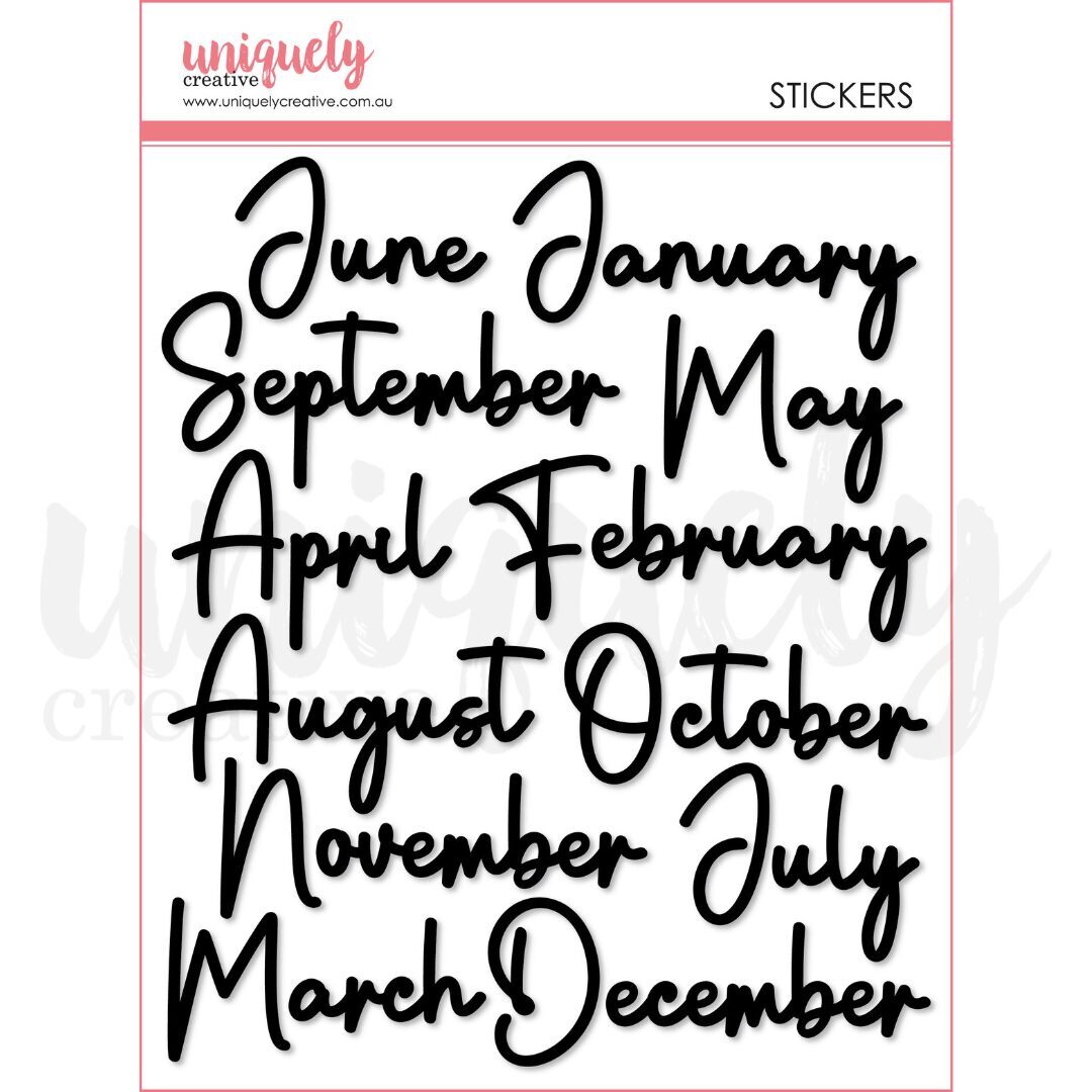 Uniquely Creative Puffy Stickers - Script Months - Black