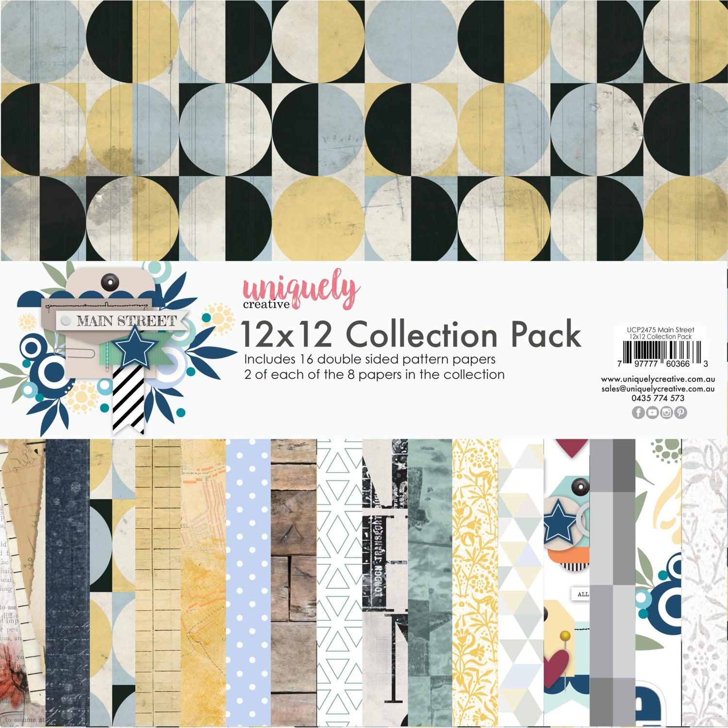 Uniquely Creative Main Street - 12x12" Collection Pack (16 papers)