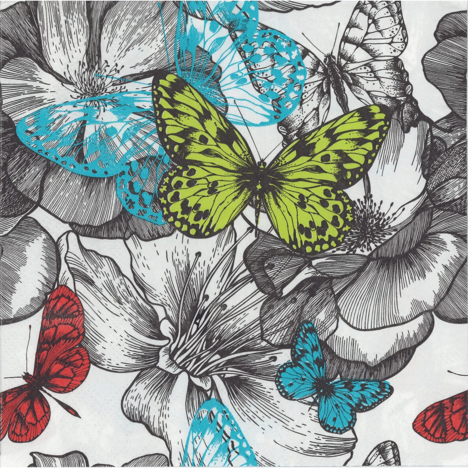 Accent Napkin/Serviette - Stamped Butterflies
