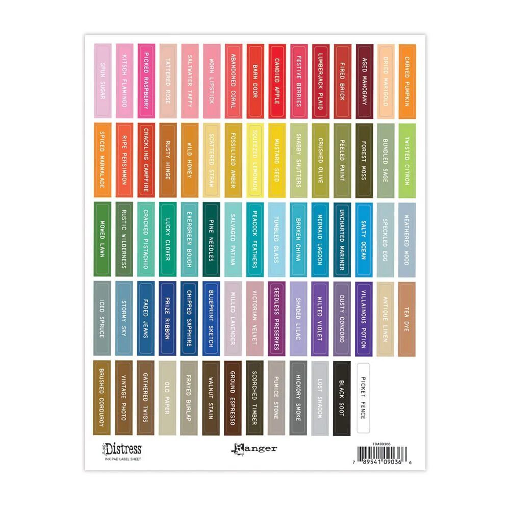 Tim Holtz Distress® Ink Pad Label Sheet - White Printing