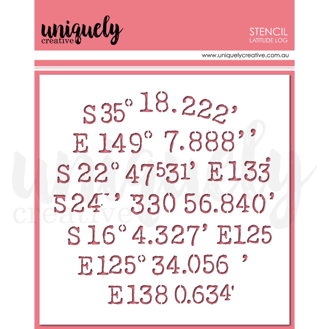 Uniquely Creative Stencil - Latitude Log
