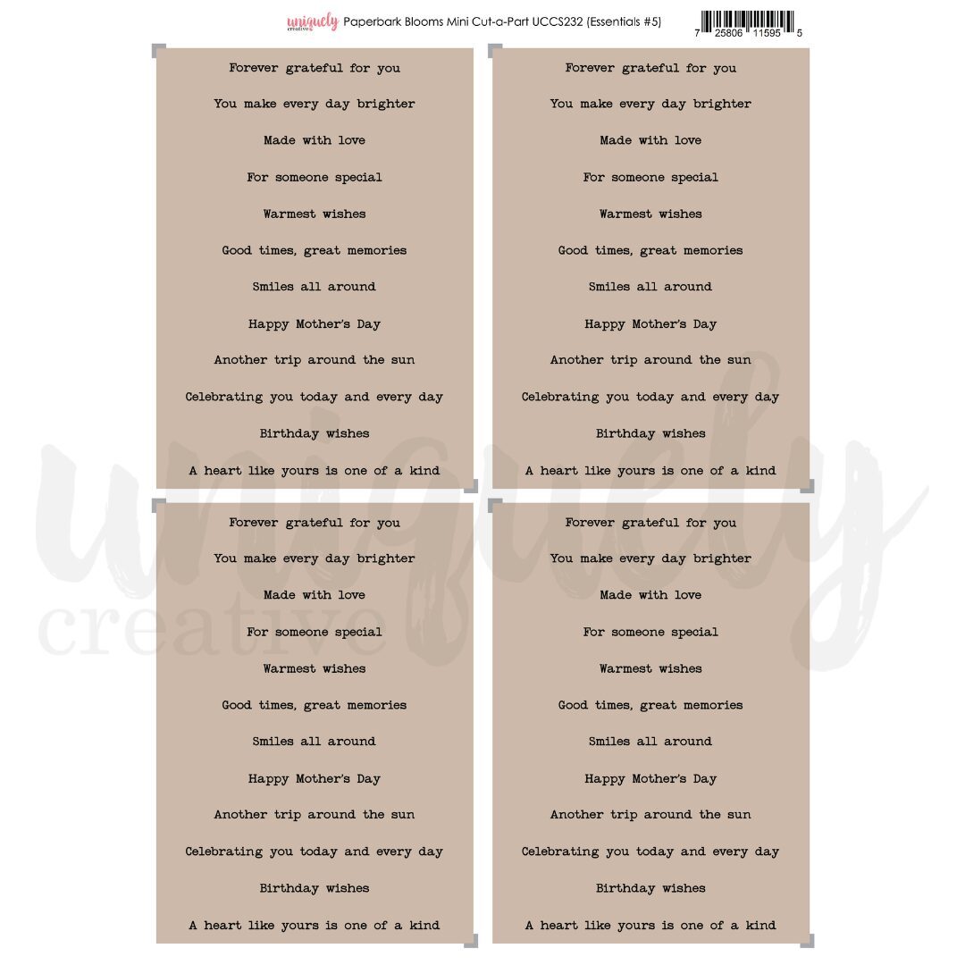 Uniquely Creative Mini Cut-a-Part Sheet - Paperbark Blooms