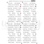 A printed sheet of birthday messages for  cards. They are arranged in a grid, and can be hand cut, or die-cut with the Uniquely Creative Essential Die 