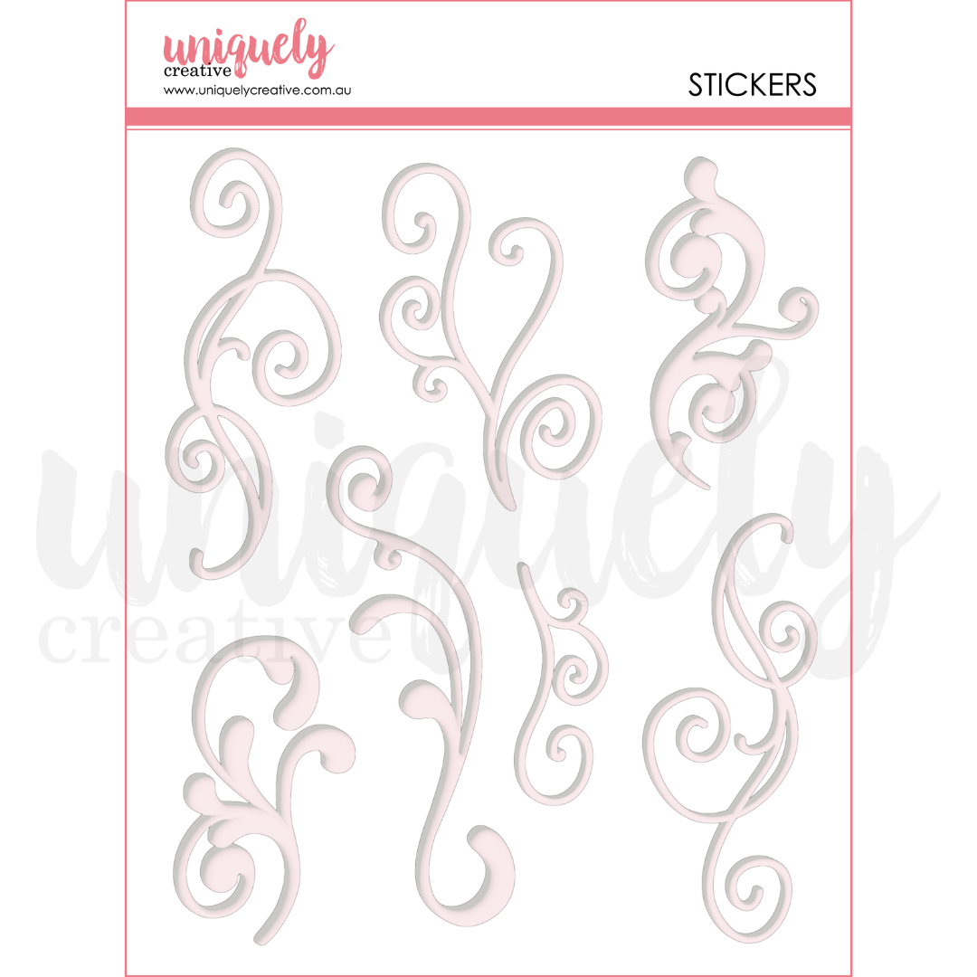 Uniquely Creative Puffy Stickers - White Flourish