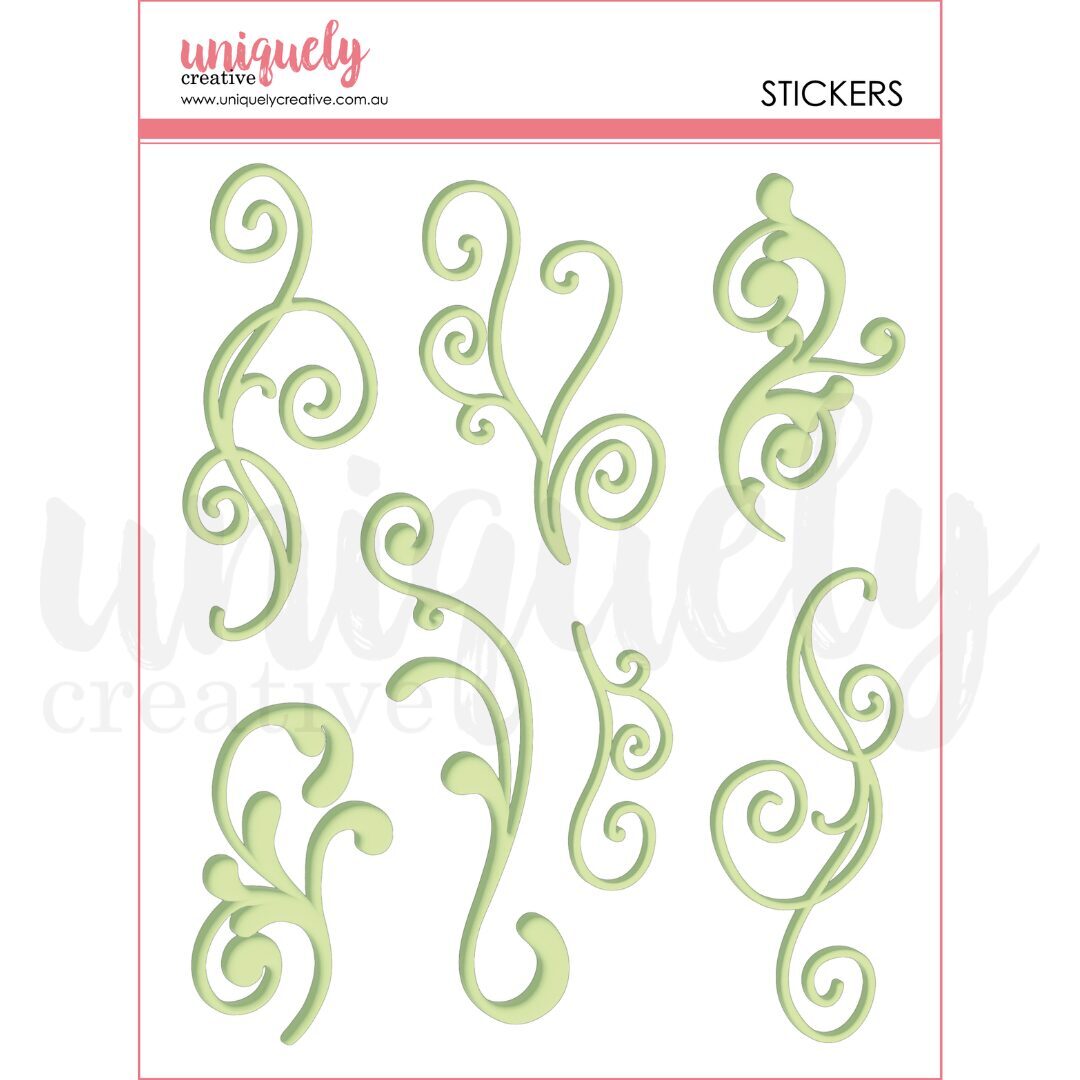 Uniquely Creative Puffy Stickers - Green Flourish