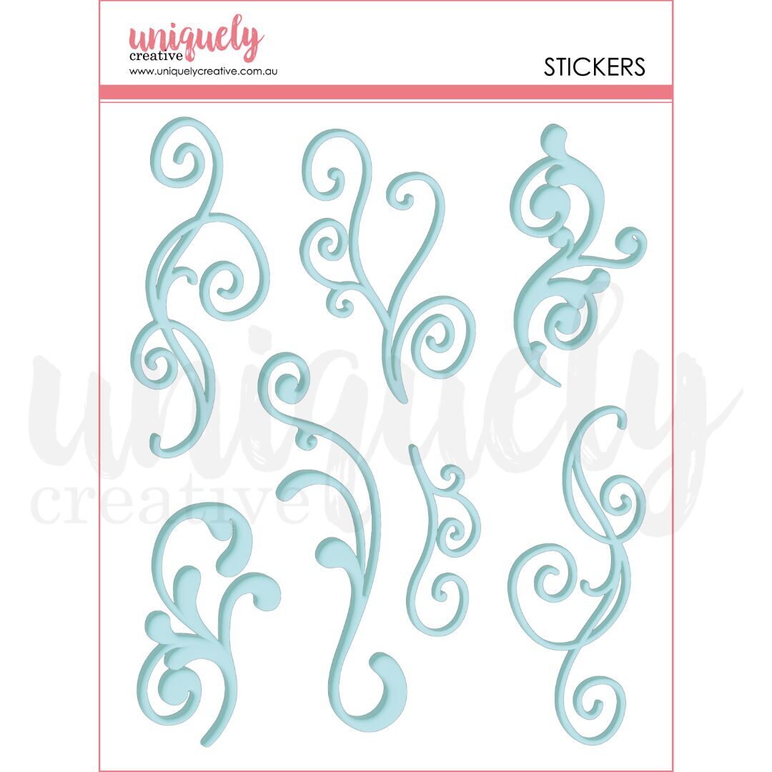 Uniquely Creative Puffy Stickers - Blue Flourish
