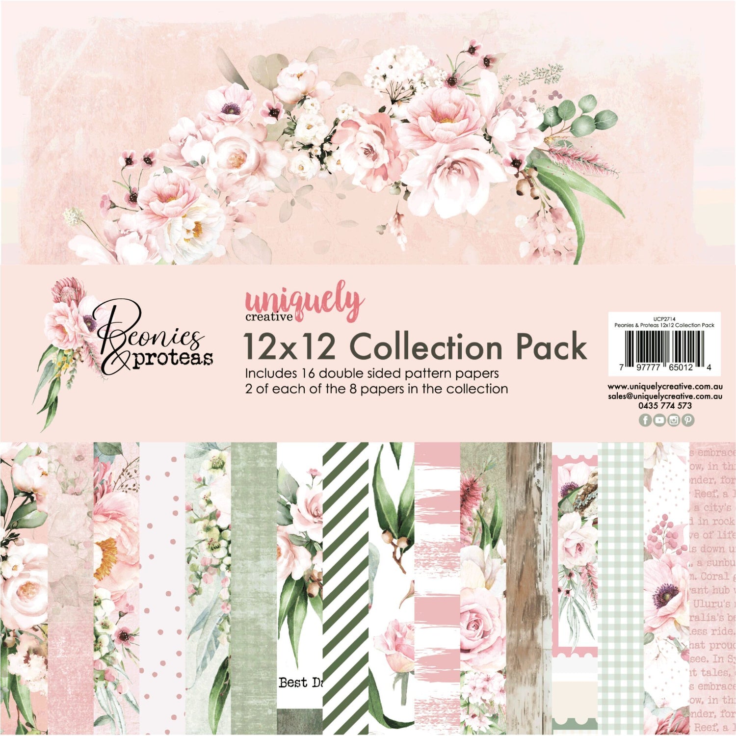Uniquely Creative Peonies & Proteas - 12x12" Collection Pack (16 papers)