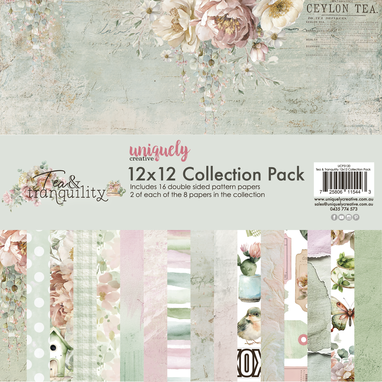 Uniquely Creative Tea & Tranquility - 12x12" Collection Pack (16 sheets)