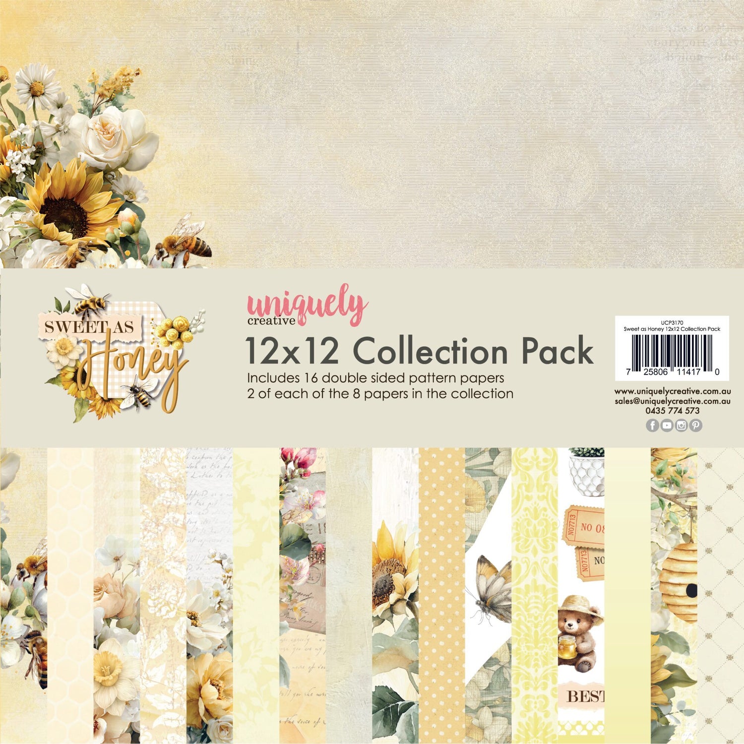 Uniquely Creative 12x12" Collection Pack - Sweet as Honey (16 sheets)