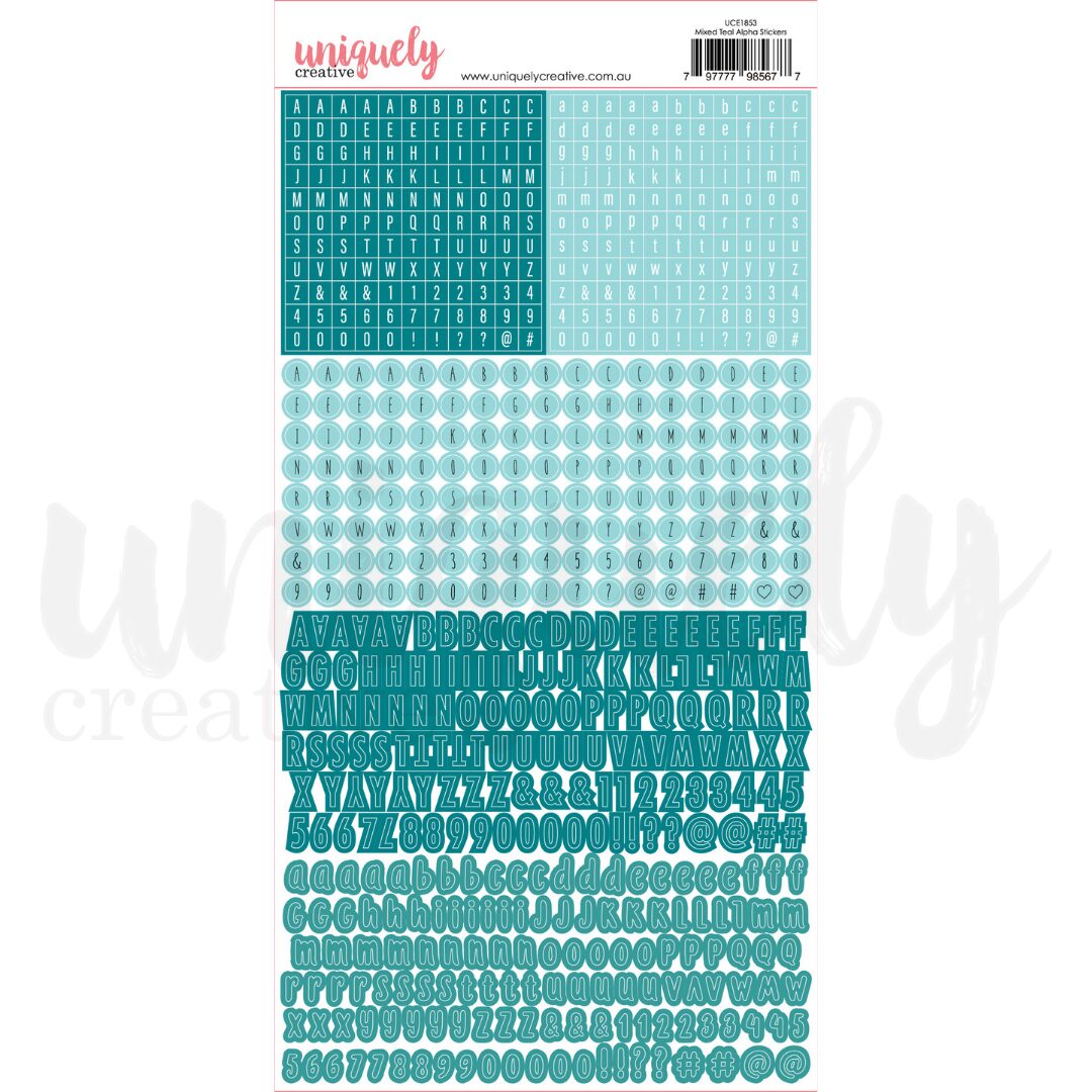 Uniquely Creative Stickers - Alpha (Mixed Teal)