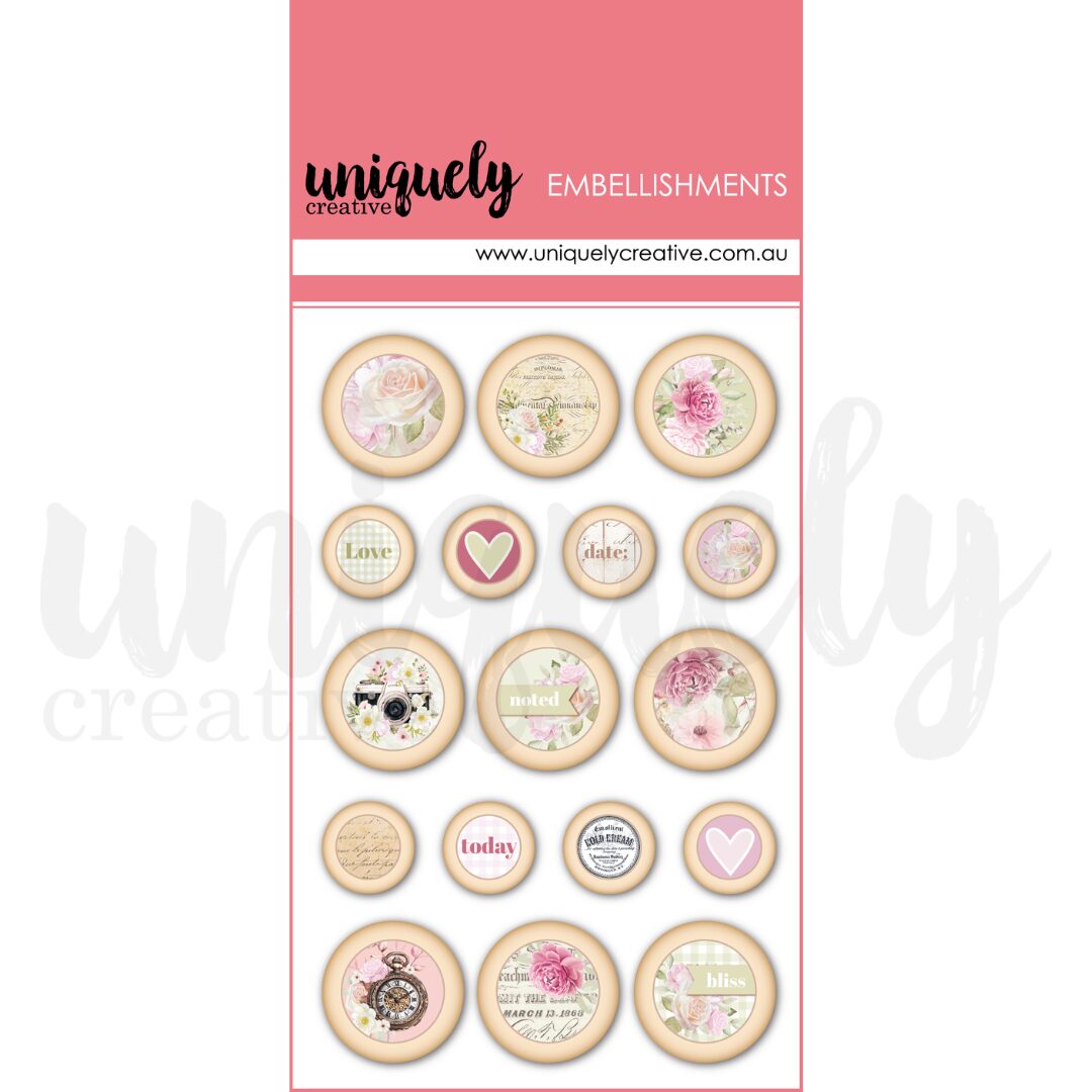 Uniquely Creative Wooden Button Stickers - Dear Diary