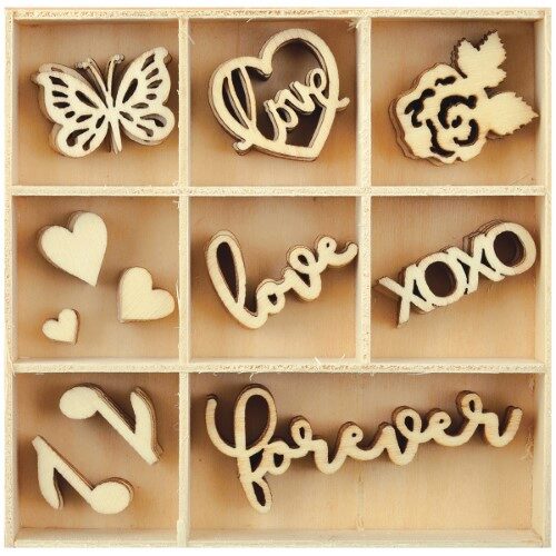Kaisercraft Wooden Flourish Pack - Love