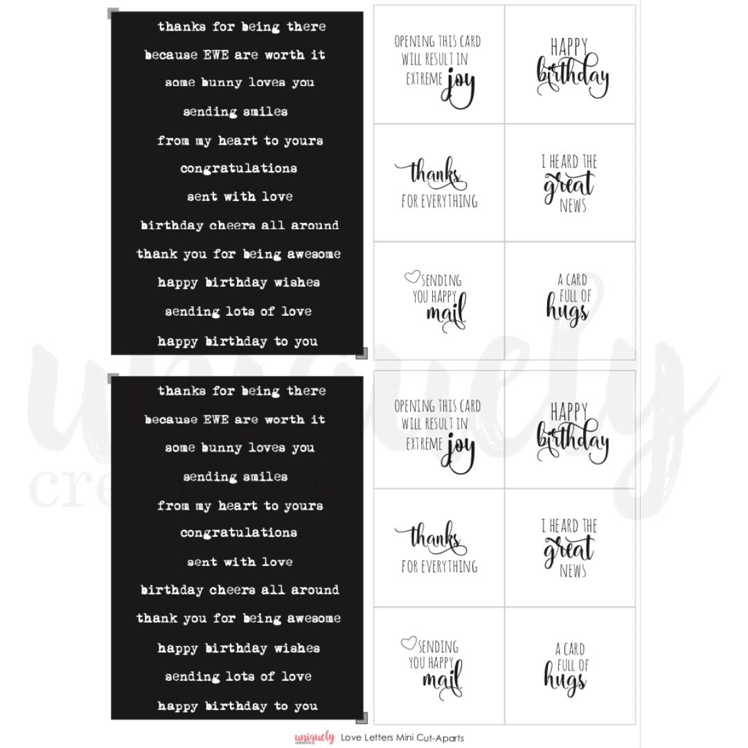 Uniquely Creative Cut-a-Part Mini Sheet - Love Letters