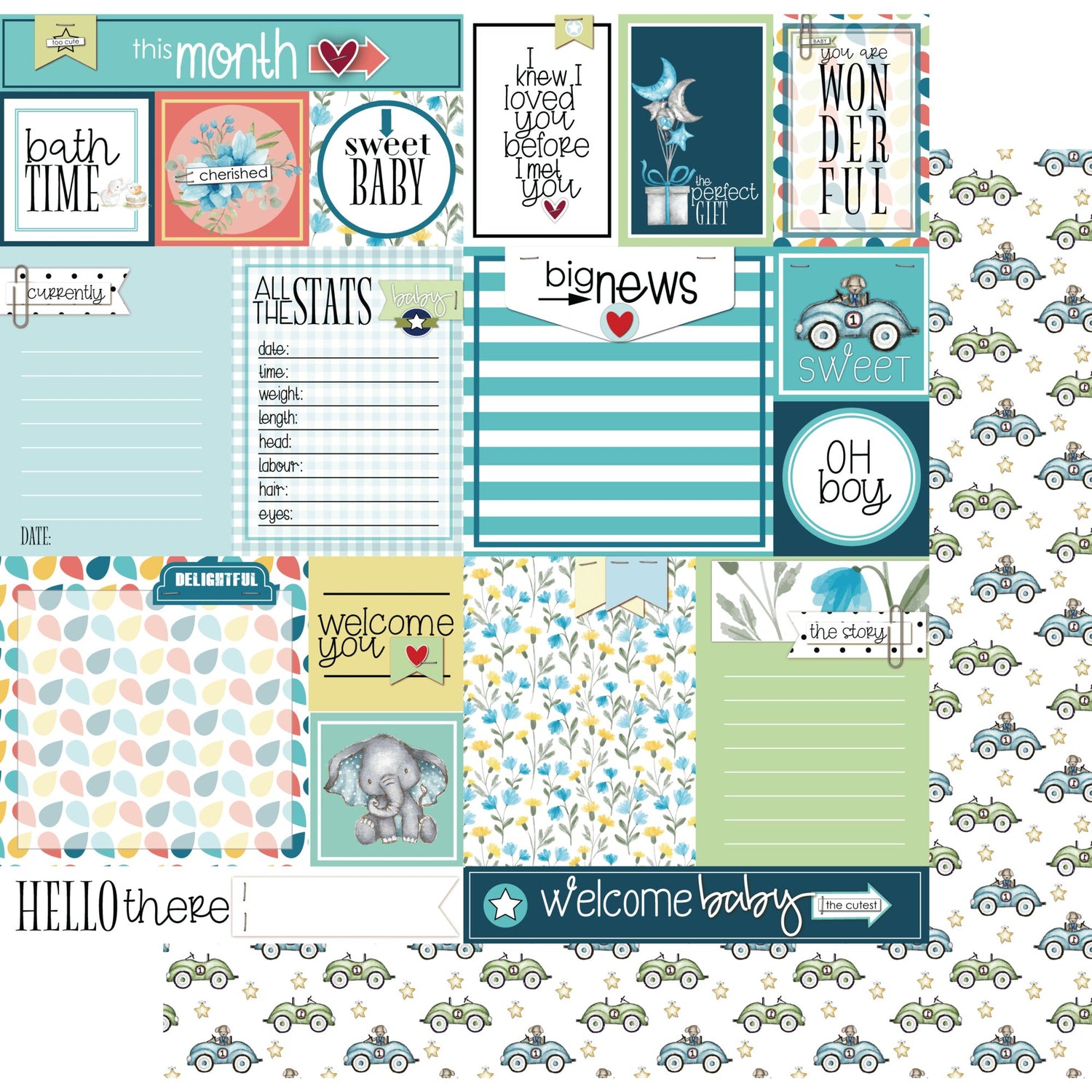 Uniquely Creative Hey Baby Boy - Oh Boy Pocket Cuts Paper