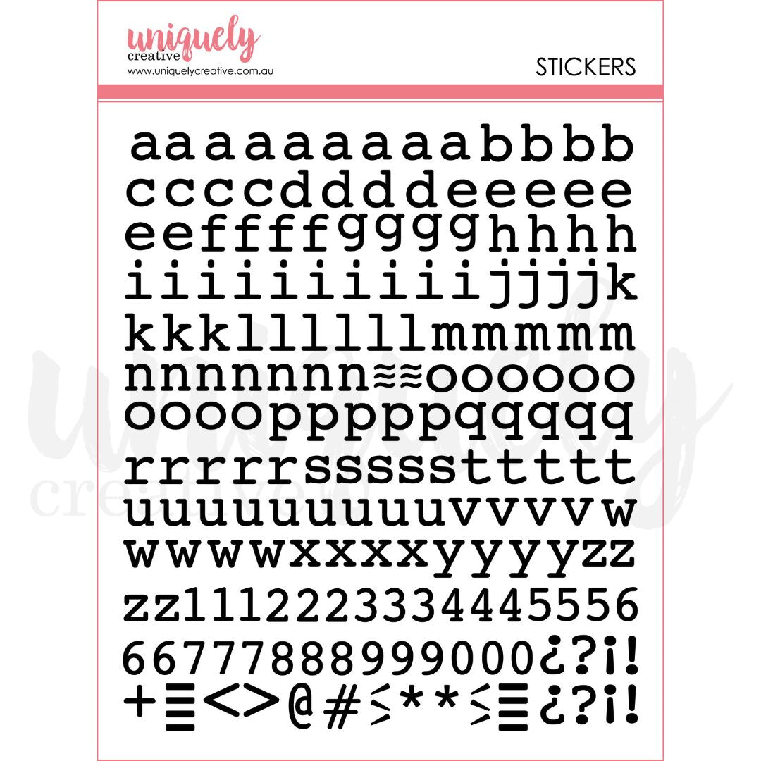 Uniquely Creative Puffy Stickers - Lower Alpha (Black)