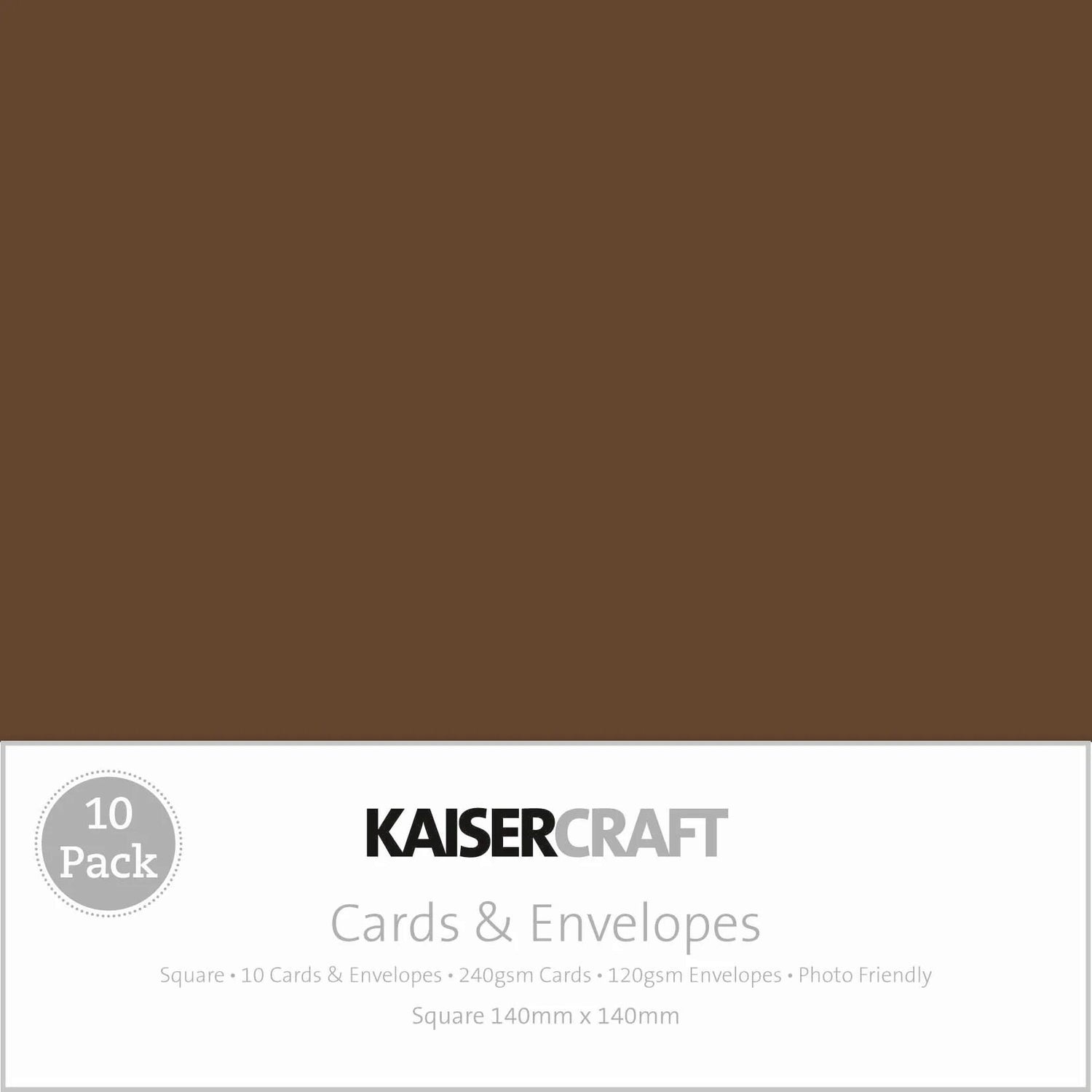 Kaisercraft Square Cards & Envelopes - Brown