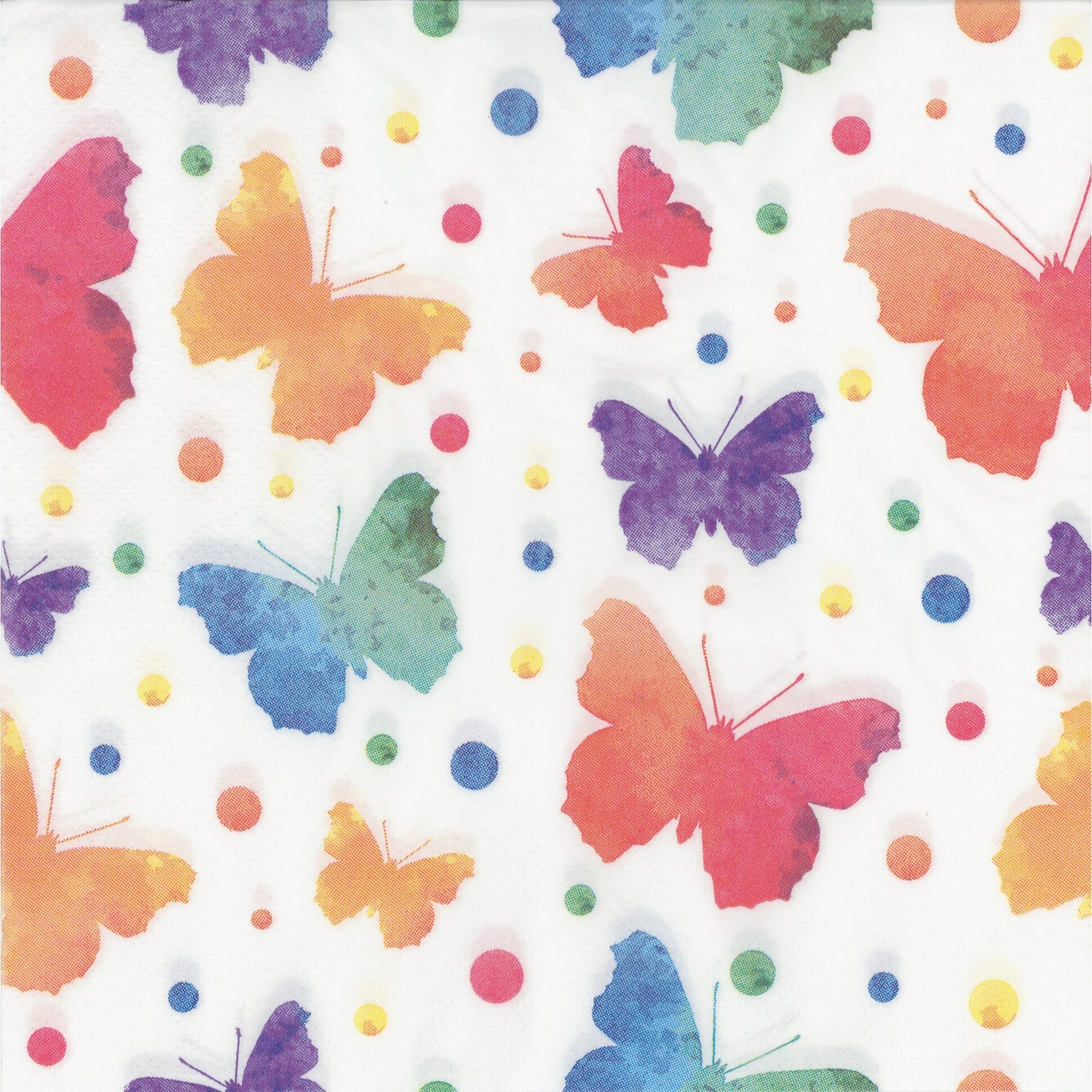 Accent Napkin/Serviette - Multi-colour Butterflies