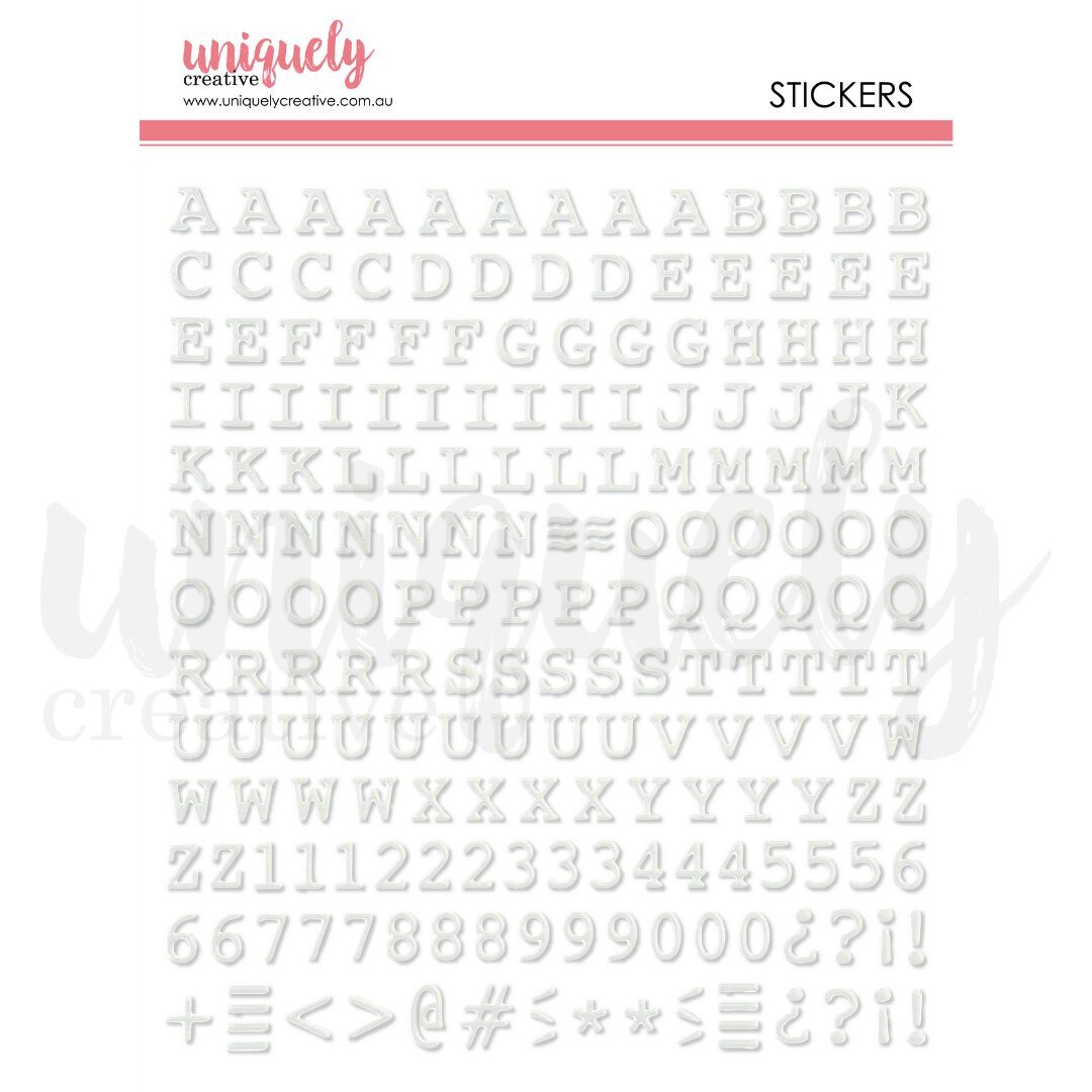 Uniquely Creative Stickers - Upper Alpha (White)