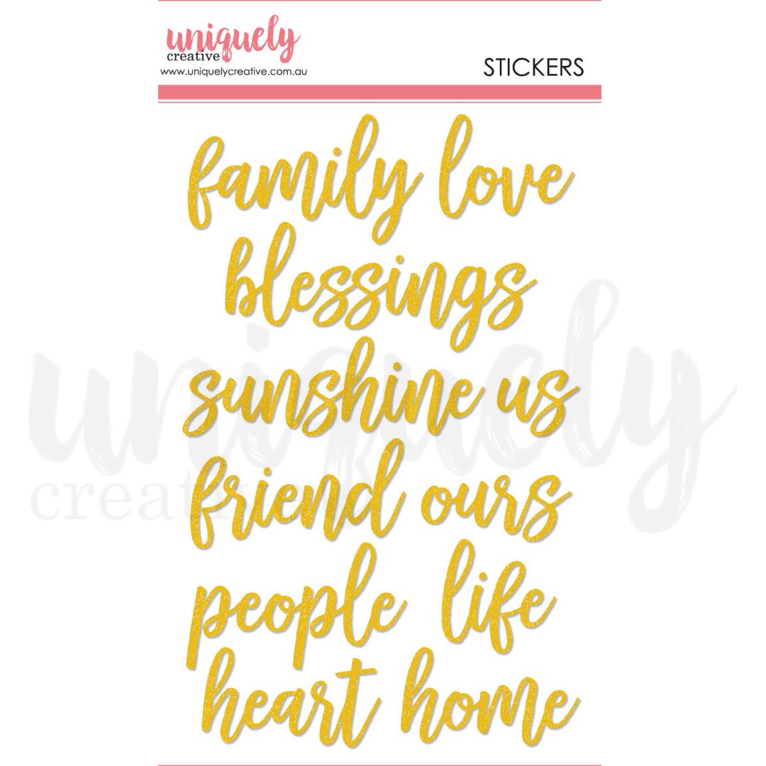 Uniquely Creative Title Stickers - Family (Gold)
