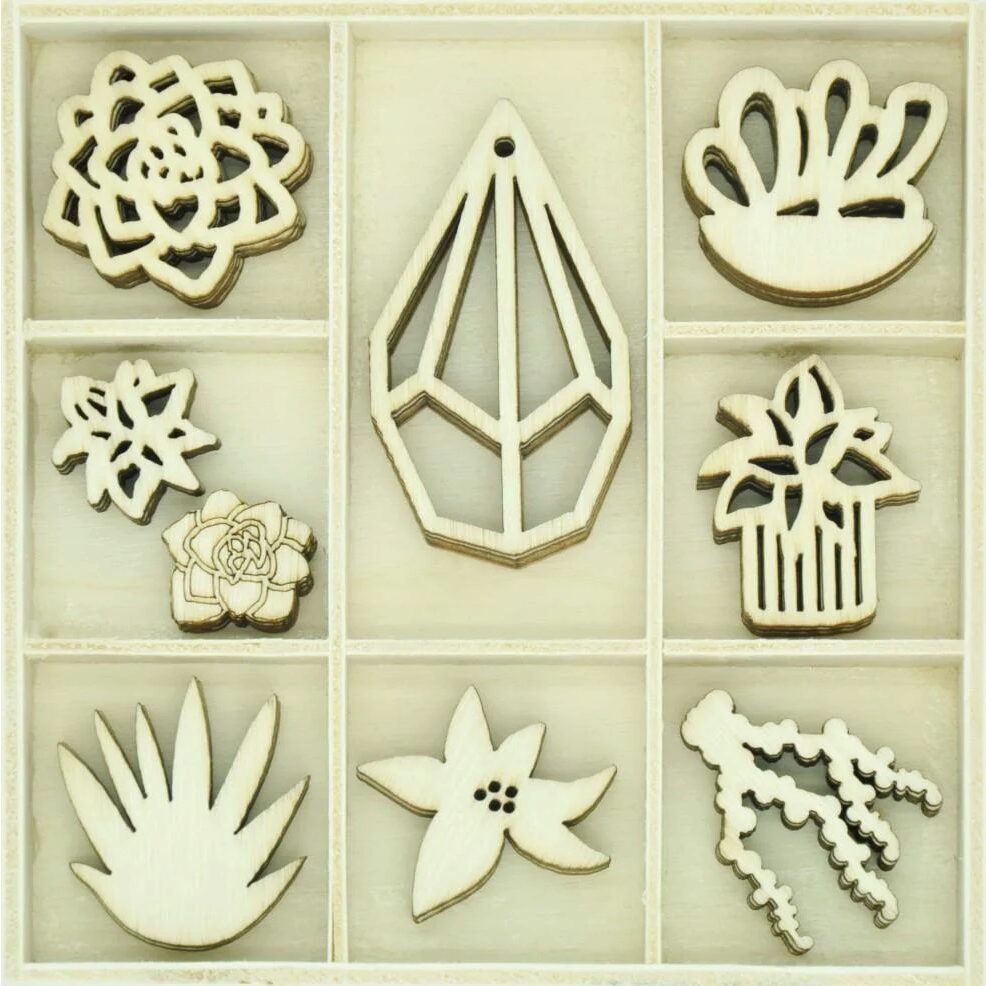 Kaisercraft Wooden Flourish Pack - Succulents