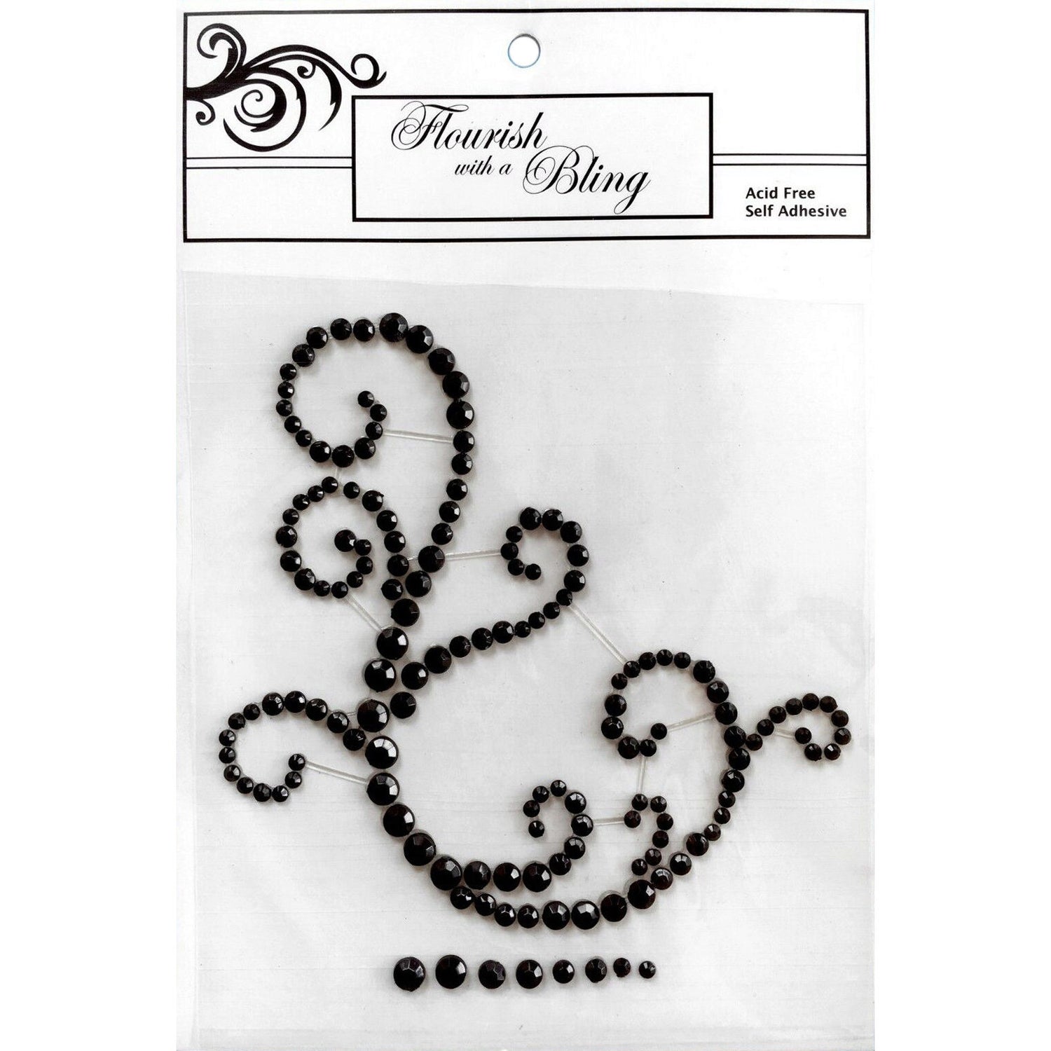 FWAB Elise Rhinestone Flourish - Black