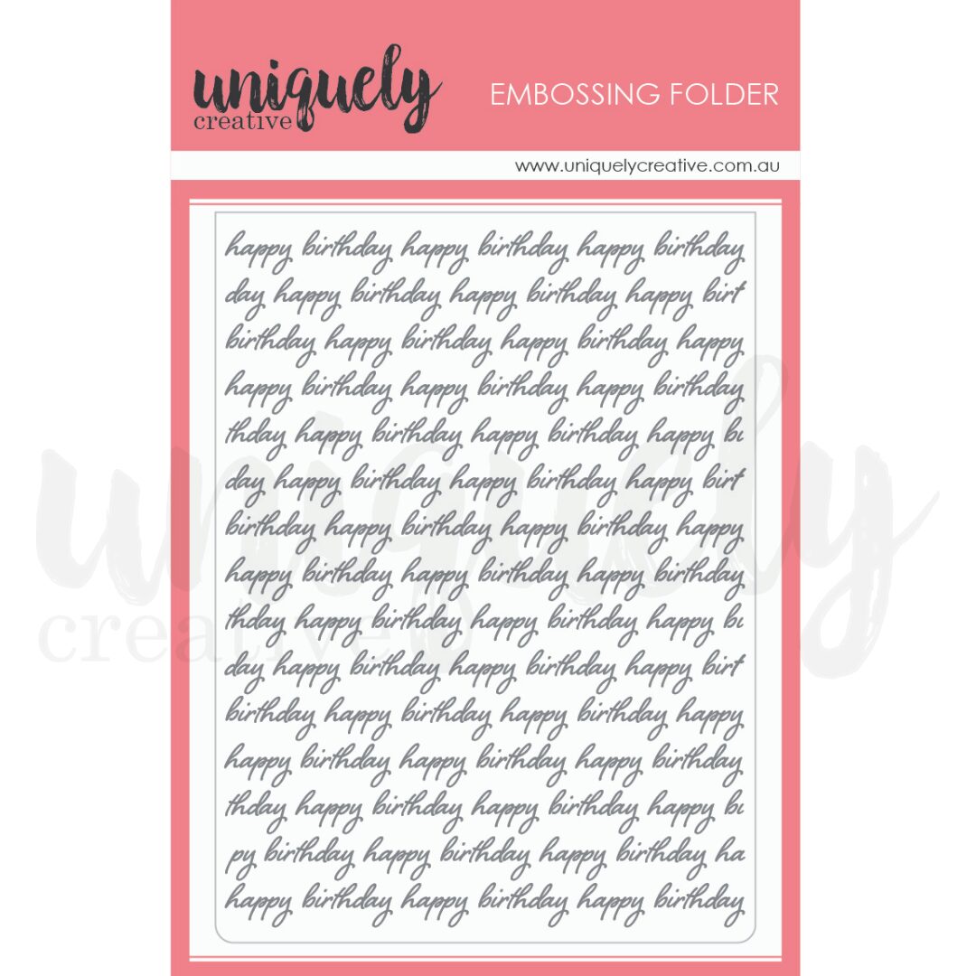 Uniquely Creative Embossing Folder - Happy Birthday Script
