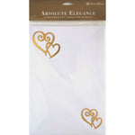 Packaging of 'Absolute Elegance' with gold heart design on white paper