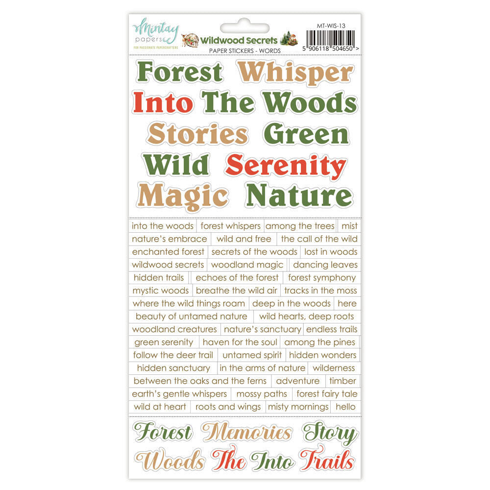 Mintay Paper Word Stickers - Wildwood Secrets