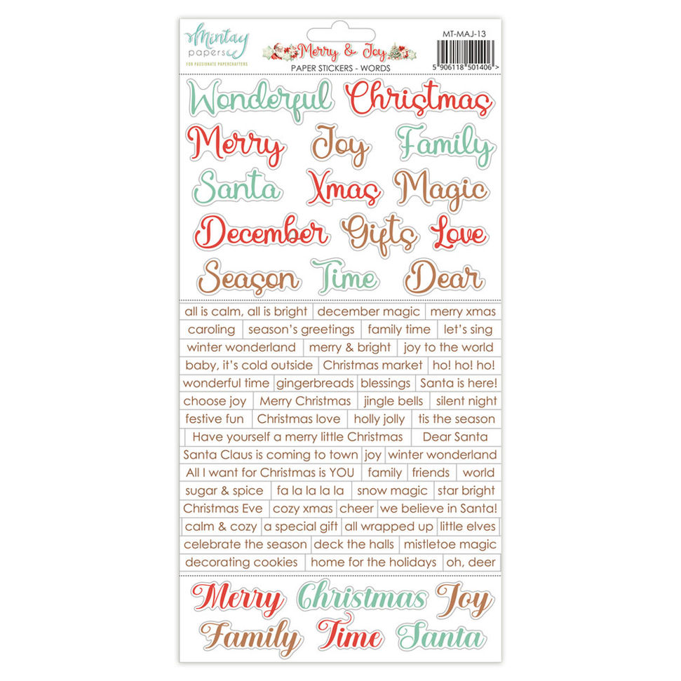 Mintay Paper Word Stickers - Merry & Joy