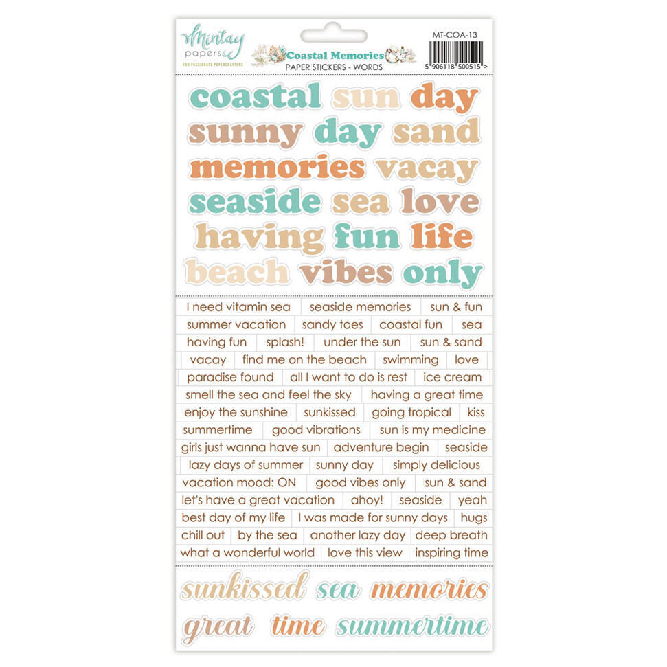 Mintay Paper Word Stickers - Coastal Memories
